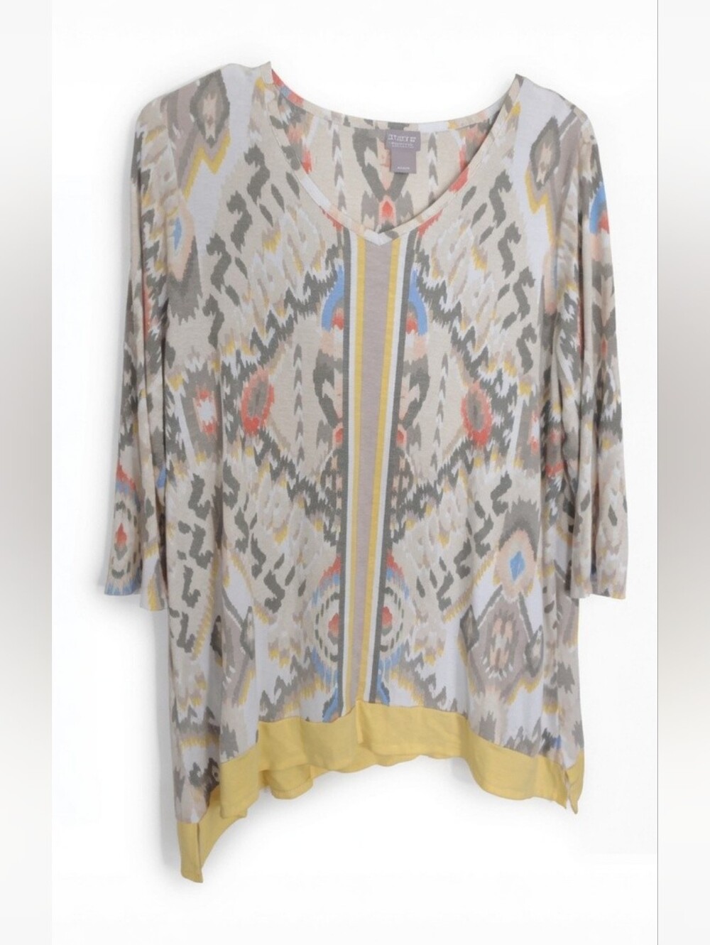 Chico's Zenergy Petite 2P/Medium Kat Border Tunic Aztec Pattern Bohemian Casual